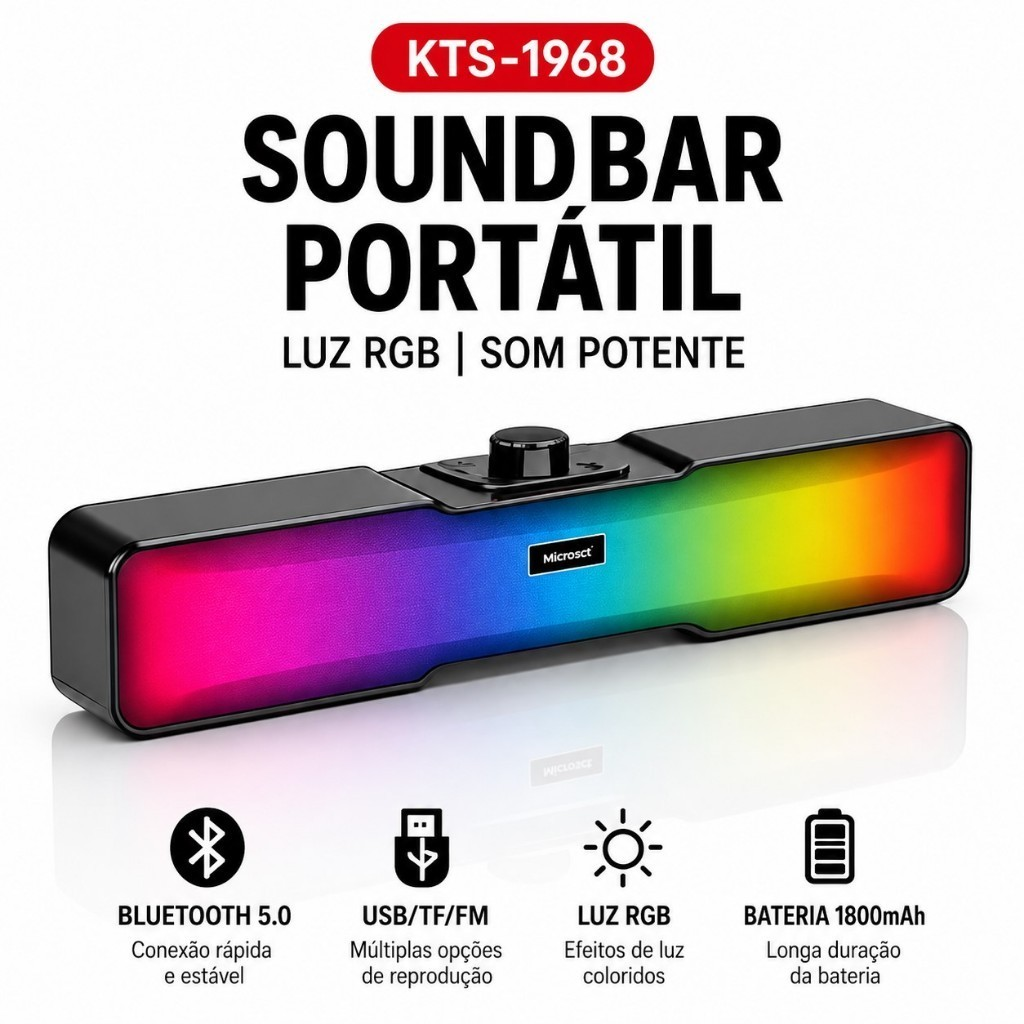 KBroad KTS-1968 Bluetooth, AUX, USB, TF Card & FM Radio Supported Colorful Lighting 12W Wireless Speaker